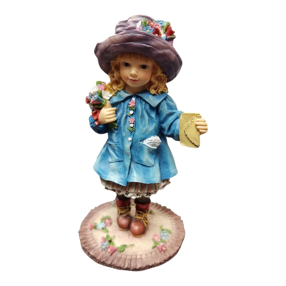 Leonardo Collection With Love Christine Haworth Figurine Blue Girl Flowers 5.5"